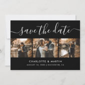 Moderne zwarte en witte fotocollage save the date (Voorkant)