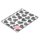 Moderne Zwarte en Witte Gekrabbelde Harten met Mon Notitieboek (Linkerzijde)