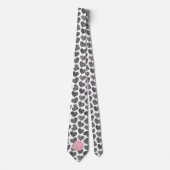 Moderne Zwarte en Witte Gekrabbelde Harten Monogra Stropdas (Voorkant)