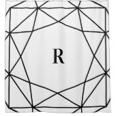 Moderne zwarte en witte geometrische | Monogram Douchegordijn (Voorkant)