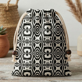 Moderne Zwarte en Witte Geometrische Tribale Abstr Stof