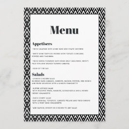 Moderne Zwarte en Witte Geometrische Trouwdag Menu