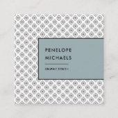 Moderne zwarte en witte geometrische vierkante visitekaartje (Voorkant)