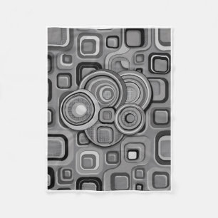 Moderne Zwarte En Witte Geometrische Vormen En Cir Fleece Deken