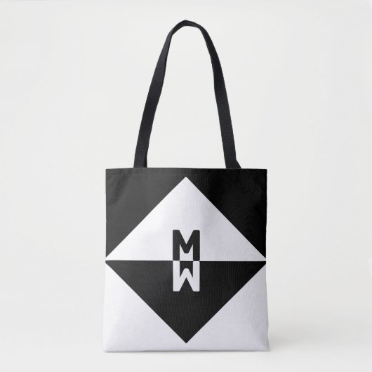 Moderne zwarte en witte geometrische vormen tote bag (Voorkant)