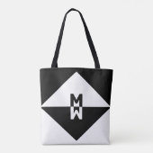 Moderne zwarte en witte geometrische vormen tote bag (Achterkant)