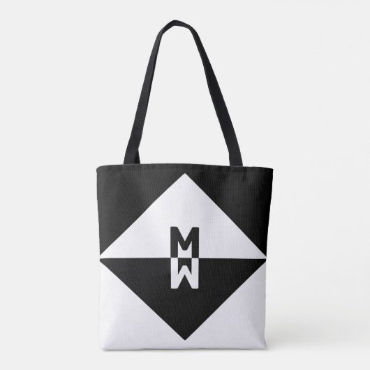Moderne zwarte en witte geometrische vormen tote bag (Achterkant)