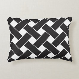 Moderne zwarte en witte geometrische weerkaatpatro accent kussen