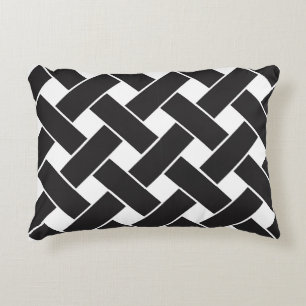 Moderne zwarte en witte geometrische weerkaatpatro accent kussen