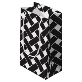 Moderne zwarte en witte geometrische weerkaatpatro klein cadeauzakje