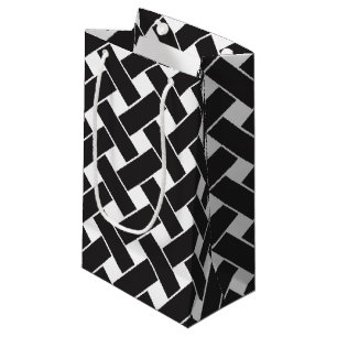 Moderne zwarte en witte geometrische weerkaatpatro klein cadeauzakje