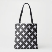 Moderne zwarte en witte geometrische weerkaatpatro tote bag (Voorkant)