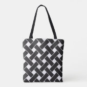Moderne zwarte en witte geometrische weerkaatpatro tote bag (Achterkant)