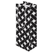 Moderne zwarte en witte geometrische weerkaatpatro wijn cadeautas (Achterkant Gekanteld)