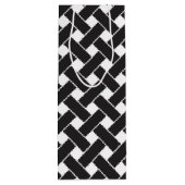 Moderne zwarte en witte geometrische weerkaatpatro wijn cadeautas (Achterkant)