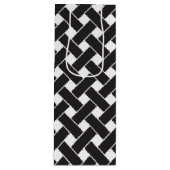Moderne zwarte en witte geometrische weerkaatpatro wijn cadeautas (Voorkant)