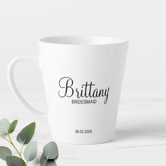 Moderne zwarte en witte gepersonaliseerde bridesma latte mok