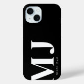 Moderne zwarte en witte gepersonaliseerde initiale Case-Mate iPhone case (Achterkant)