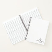 Moderne Zwarte En Witte Gepersonaliseerde Monogram Notitieboek (Binnen)