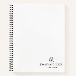 Moderne Zwarte En Witte Gepersonaliseerde Monogram Notitieboek