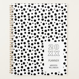 Moderne Zwarte En Witte Gepersonaliseerde Stippen Planner