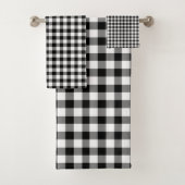 Moderne zwarte en witte Gingham Pattern Bad Handdoek (Insitu)