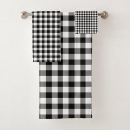 Moderne zwarte en witte Gingham Pattern Bad Handdoek