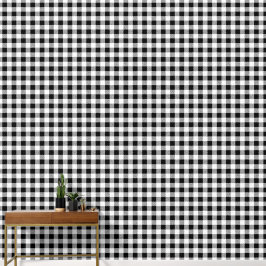 Moderne Zwarte En Witte Gingham Ruitjes Behang