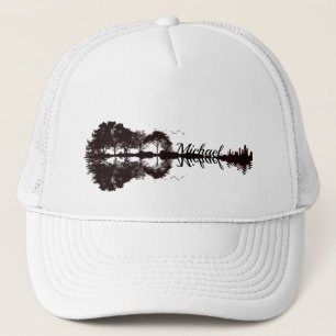 Moderne zwarte en witte gitarist Name Waterverf Trucker Pet