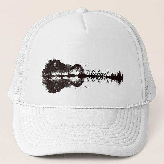 Moderne zwarte en witte gitarist Name Waterverf Trucker Pet (Voorkant)