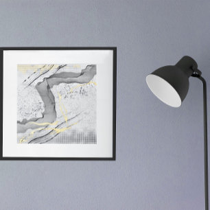 Moderne Zwarte en Witte Goud Folie Minimalistische Afdrukken