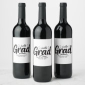 Moderne Zwarte En Witte Grad Hand Lettered Script Wijn Etiket (Flessen)