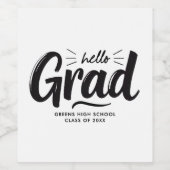 Moderne Zwarte En Witte Grad Hand Lettered Script Wijn Etiket (Enkel label)
