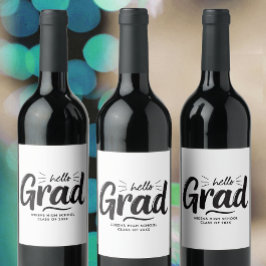 Moderne Zwarte En Witte Grad Hand Lettered Script Wijn Etiket