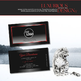 Moderne zwarte en witte grijprode Lijst Voeg Logo  Visitekaartje