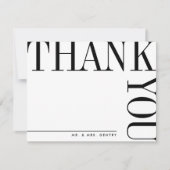 Moderne zwarte en witte grote tekst Hartelijk dank Bedankkaart (Voorkant)