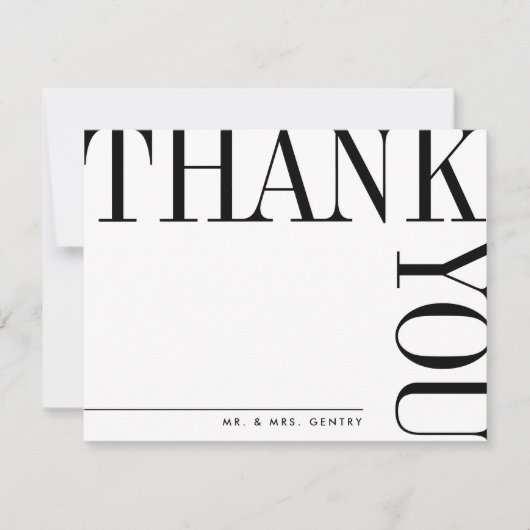 Moderne zwarte en witte grote tekst Hartelijk dank Bedankkaart (Voorkant)