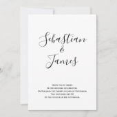 Moderne zwarte en witte handgeschreven bruiloft kaart (Voorkant)