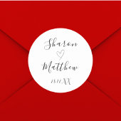 Moderne zwarte en witte handgeschreven bruiloften ronde sticker