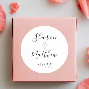 Moderne Zwarte en Witte Handgeschreven Script Trou Ronde Sticker