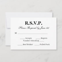 Moderne Zwarte en Witte Huwelijks-RSVP-Kaart