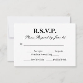 Moderne Zwarte en Witte Huwelijks-RSVP-Kaart RSVP Kaartje