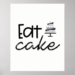 Moderne zwarte en witte illustratie Eat Cake Poster