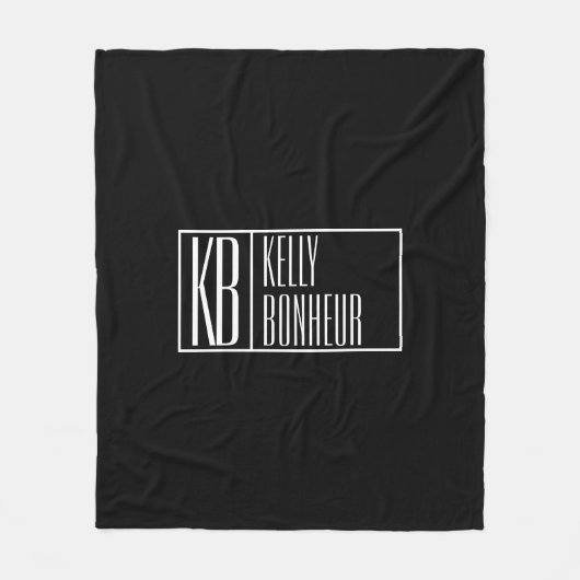 Moderne zwarte en witte initialen met naammonogram fleece deken (Voorkant)