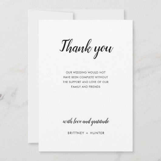 Moderne zwarte en witte kalligrafie 9 Fotocollage Bedankkaart (Achterkant)