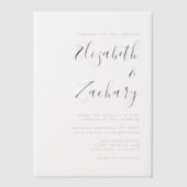 Moderne zwarte en witte kalligrafie bruiloft vellum uitnodigingen (Voorkant)