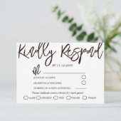 Moderne zwarte en witte kalligrafie RSVP (Staand voorkant)