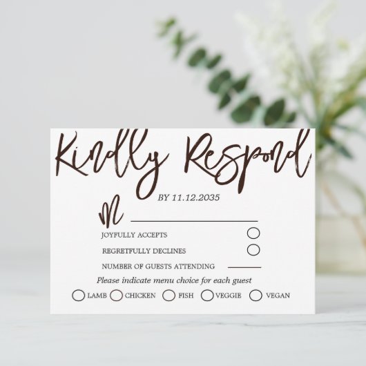 Moderne zwarte en witte kalligrafie RSVP (Staand voorkant)