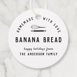 Moderne Zwarte en Witte Kerst Bakcadeau Klassieker Bedankjes Labels