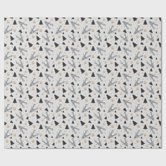 Moderne zwarte en witte kerst cadeaupapier (Vlak)